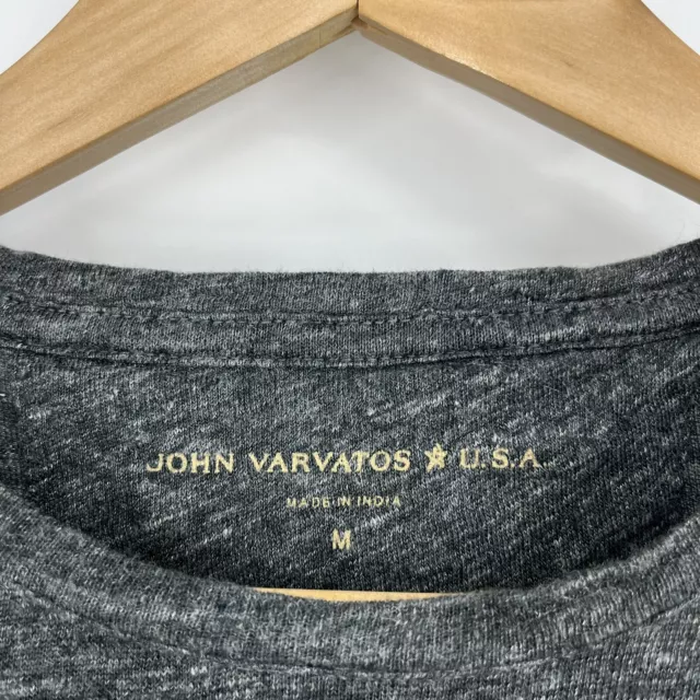 John Varvatos Star USA T Shirt Size Medium Men Gray Skull Linen Short Sleeve Tee 3