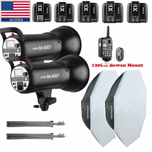 US 800w 2x Godox SK400II 400W 2.4G Studio Flash Strobe Light+Trigger+Softbox kit