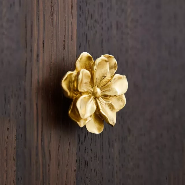 MFYS Camellia Flower Brass Knobs Cabinet Knobs Handles Kitchen Pull drawer Knob