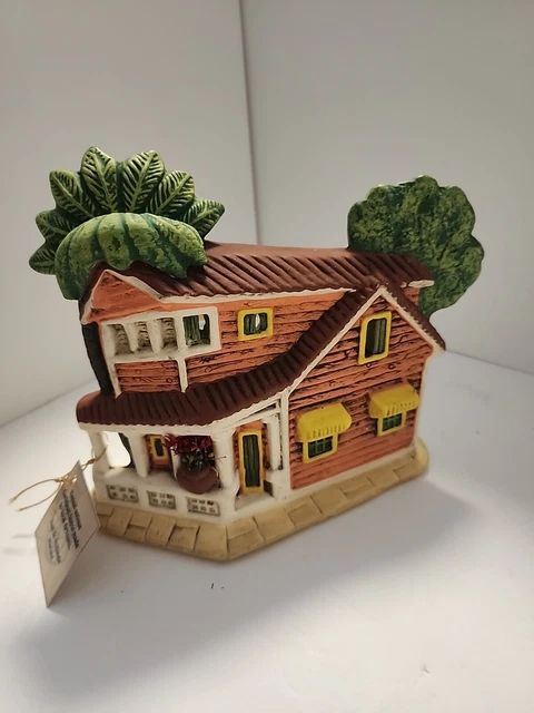 Rare Ceramic Chalk Mold Handpainted 3D Tropical Carribbean House