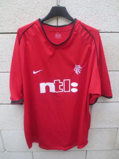 VINTAGE Maillot GLASGOW RANGERS 2002 NIKE away shirt jersey rouge XL