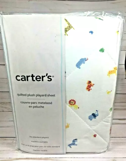 Carter's Quilted Plush Playard Sheet Cover Pack 'N Play Safari Animals 27"x39"