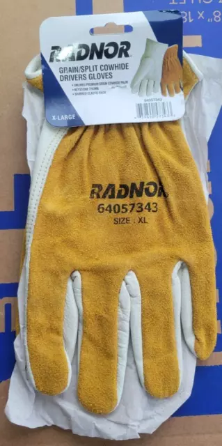 Radnor PN 64057343 Size XL Premium Grain/Split Cowhide Drivers Gloves XL 1 Pair