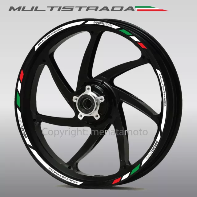 Ducati Multistrada Corse motorcycle wheel decals rim stickers stripes 1100 1200