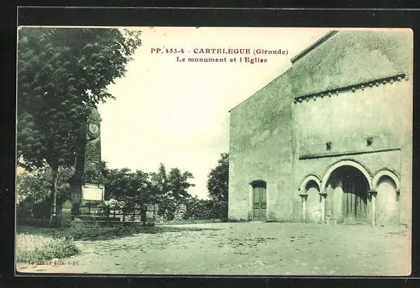 CPA Cartelegue, Le Monument et l´Eglise 1936