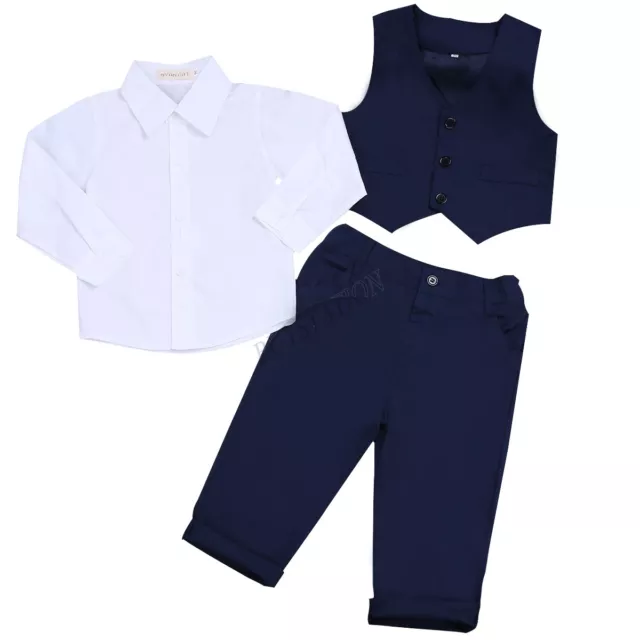 Baby Kinder Bekeleideung Outfit Gentleman Langarm Anzug Hemd mit Hose und Weste