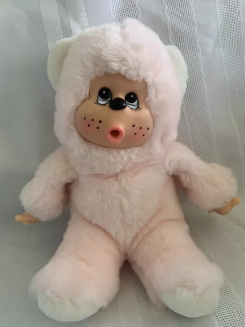 Rubber Face Pink Stuffed Baby Bear   Thumbsucker Thumb Plush Animal