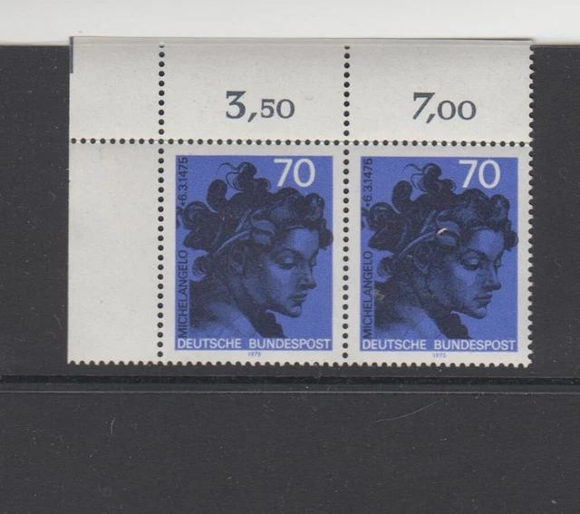 MiNr. 833 Eckrand Paar MICHELANGELO 2x 70 Pfg. - Postfrisch **