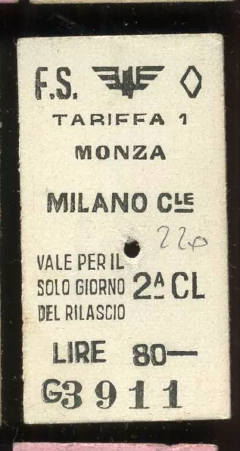 Biglietto Treno Ferrovia Monza Milano 220