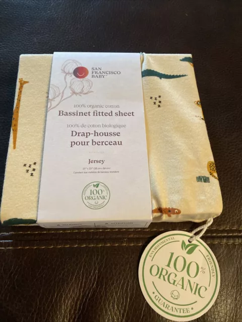 Hoja de moisés ajustada premium - paquete de 1, 100% algodón orgánico. nuevo envío rápido