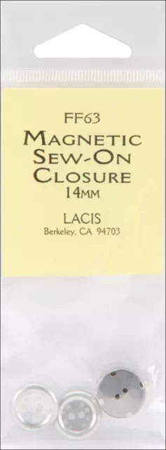 2 Pack Lacis Magnetic Sew-On Closure 14mm 1/Pkg-Nickel FF63