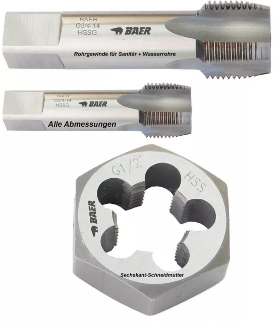 Gewindebohrer Baer HSS Gewindeschneider Zoll Schneidmutter G BSP Rohrgewinde