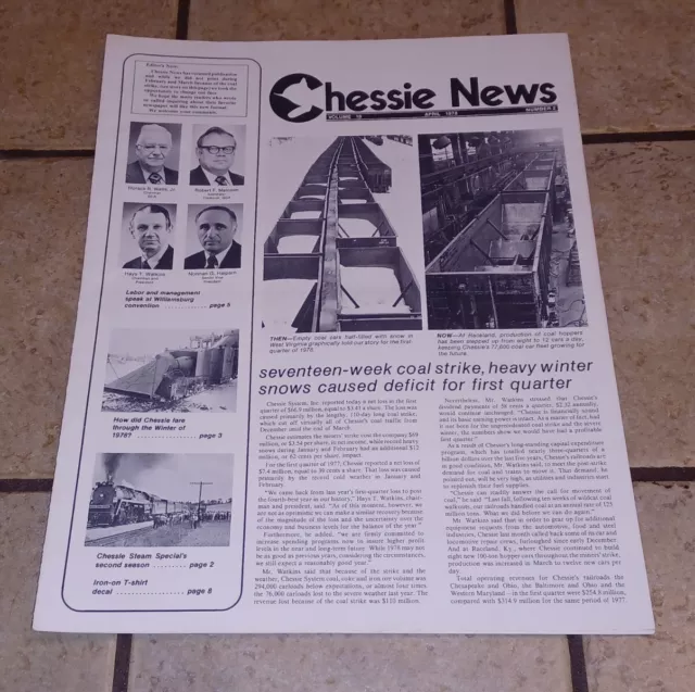 April 1978 CHESSIE SYSTEM NEWS RAILROAD EMPLOYEE MAGAZINE NEWSLETTER C&O B&O