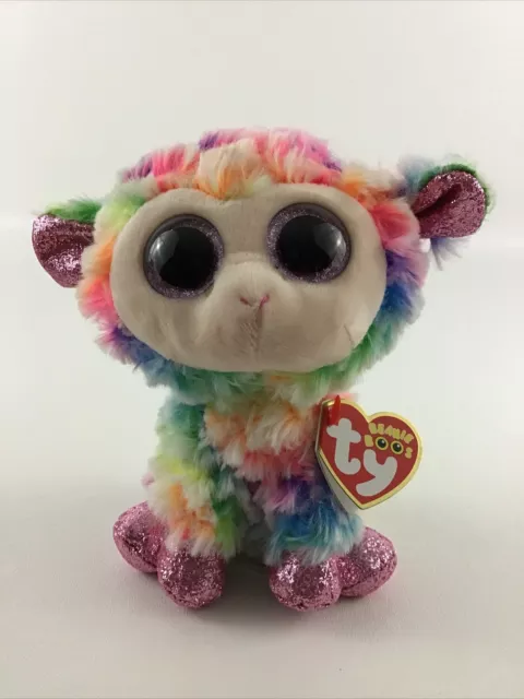 Ty Beanie Boos Daffodil 6" Plush Bean Bag Stuffed Toy Sparkle Sheep Rainbow TAGS