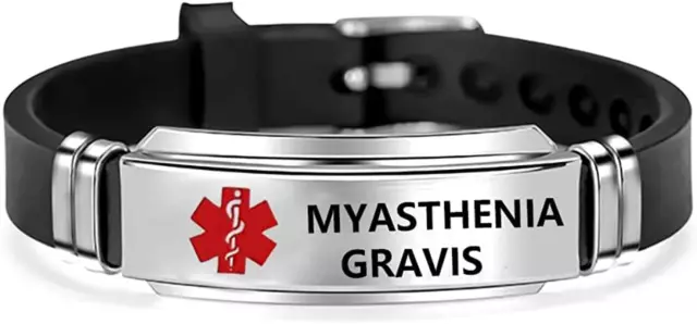 Red Medical Alert ID Bracelet Emergency First Aid Laser Engraved Health Alert Ad