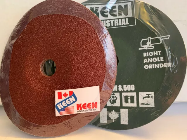 25 pc), 4"x5/8" Fiber Sanding Discs Alum Oxide 24 Grit-KEEN Abrasives #26018