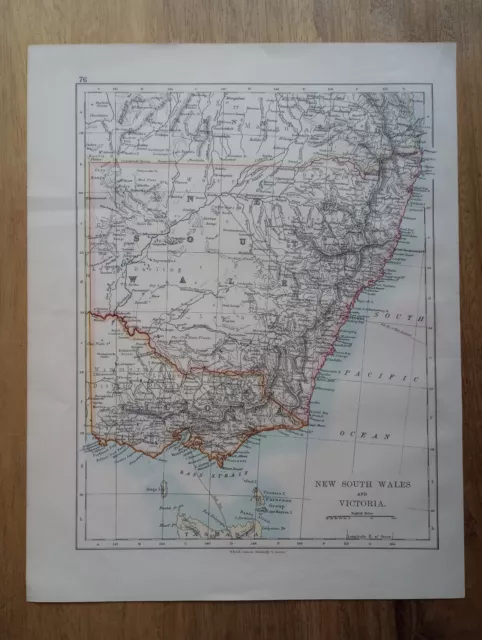 1893 W & A.K. Johnston antique map of New South Wales (Australia)