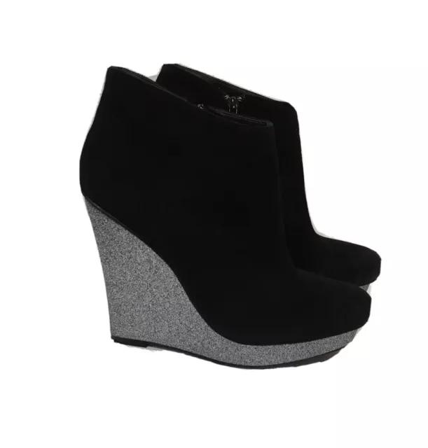 DV By Dolce Vita Women's Black Suede Ankle Wedge Booties Size 7.5