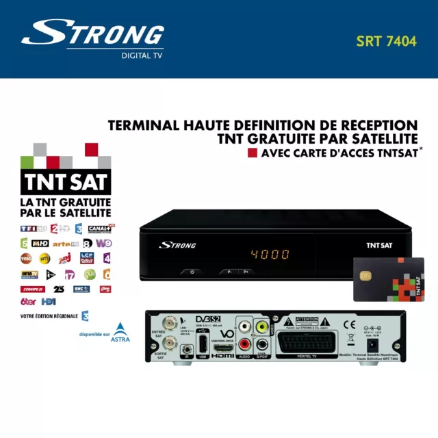 Récepteur Décodeur Enregistreur Satellite HD STRONG SRT 7404 + Carte TNTSAT