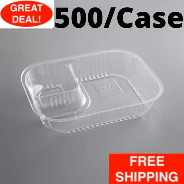 (500/Case) Clear 2 Compartment Plastic Nacho Chips Cheese Chili Fry Tray Basket