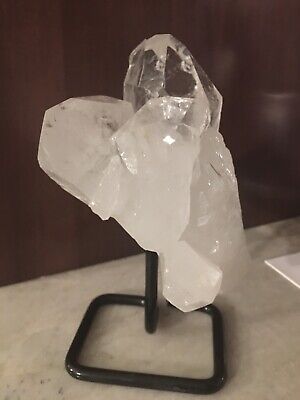 Crystal Quartz Cluster On Metal Display Stand ( Approx. 3 Lbs)