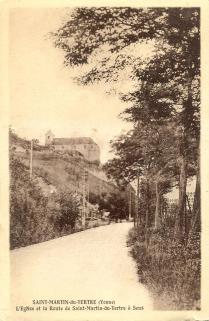 cpa SAINT MARTIN DU TERTRE church and road