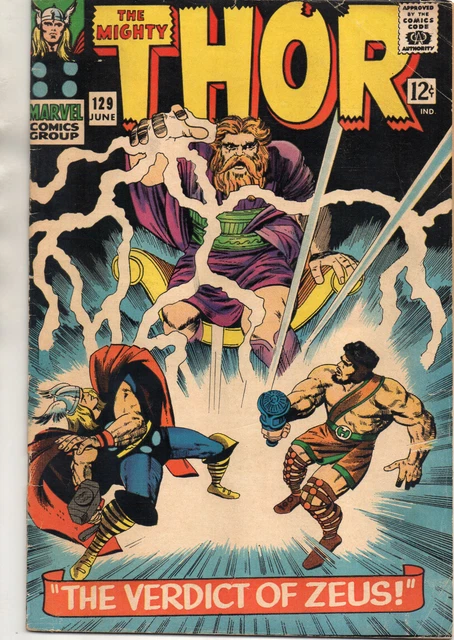 THE MIGHTY THOR #129 Zeus 1st Appearance of Aries 1966