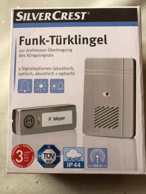 Funk-Türklingel, neu, akustisch,optisch,akustisch+optisch, Sender Spritzw.gesch.