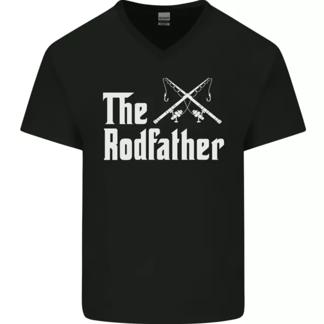 The Rodfather Funny Fishing Fisherman Mens V-Neck Cotton T-Shirt