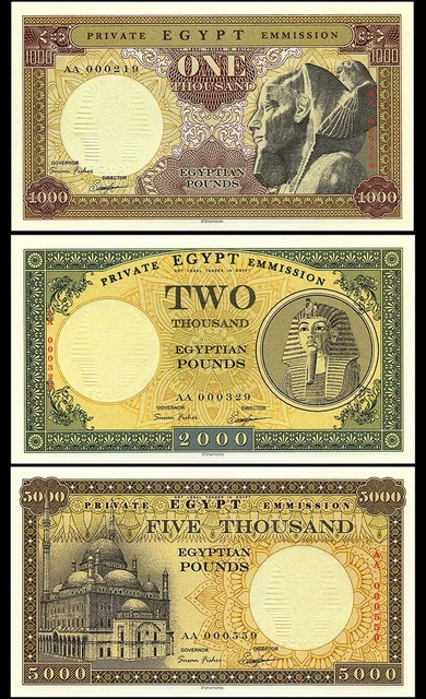 LOT of 3 pcs EGYPT africa 1000 2000 and 5000 -egyptian pounds 2022 year UNC