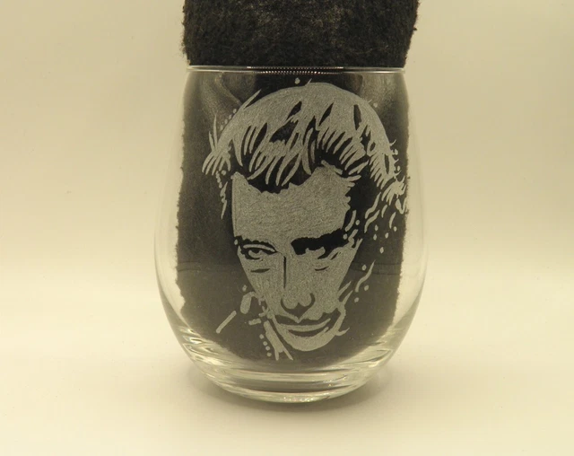 Verre à Bière gravé à la ain Johnny Hallyday et sa signature