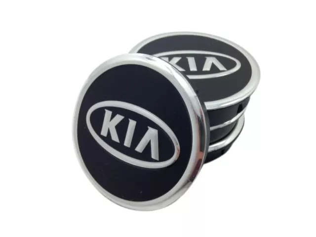 4 x Alloy Wheel Center Centre Hub Caps 60mm/55mm Emblem Logo for KIA Black