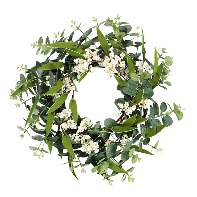 Guirnalda artificial decoraciones de plantas corona verde textil-