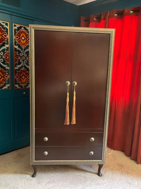 Unique unusual non-traditional  Armoire cabinet with pocket doors, 2 drawers