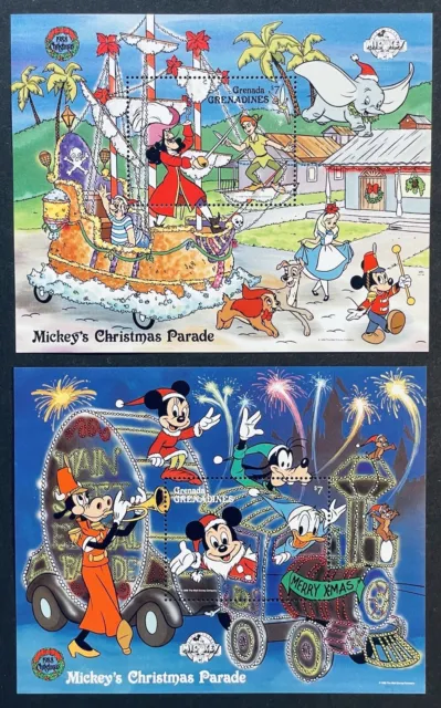 Grenada Mickeys Christmas Parade Disney Stamps 1988 Mnh Mickey's 60Th Anv Train