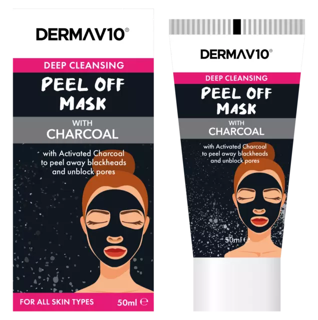 Derma V10 Charcoal Peel Off Face Mask Unblock Pores Blackhead Remover