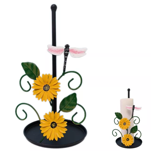 Metal Iron Sunflower Kitchen Paper Towel Holder Stand Home Countertop Decoration