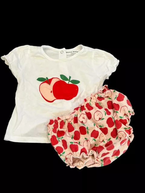 Sonia Rykiel Paris Toddler Girl Apple Tee T-Shirt W/ Bloomers 18 M
