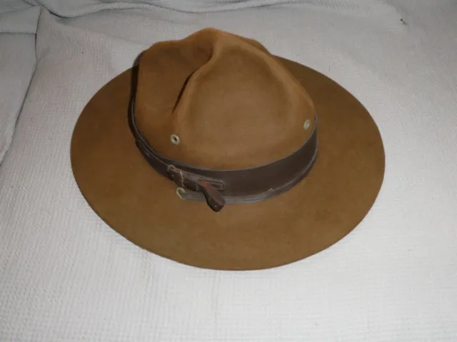 vintage hat Boy Scouts of America BSA troop leader leather Band felt size 7