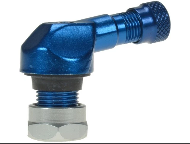 2 x Motorrad Aluminium Eck Winkelventile für Universal 11,3 mm blau