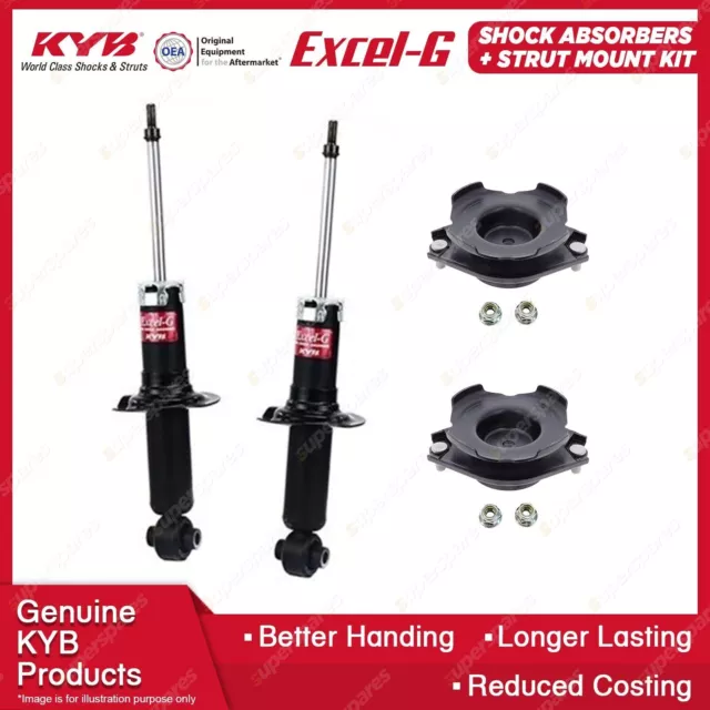 Pair Rear KYB Shock Absorbers + Strut Mount Kit for Subaru Impreza GJ7 GP7 12-13