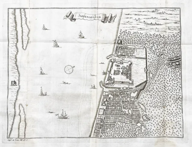 Jaffna Sri Lanka island Insel Asien Asia Asie map Plan engraving Bellin 1750