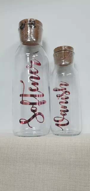 Personalised CORKED GLASS Jar 500ml 1 Litre Storage Bottle Laundry Mrs Hinch Own