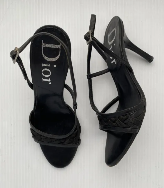 Christian Dior 90s Y2K 2000s High Heels Size 36 Womens 6 Black Silver VINTAGE