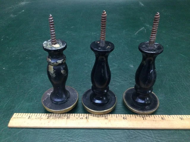 Antique Lot of 4 Victorian Star Sulphide Glass & Brass Curtain Tie Backs 8