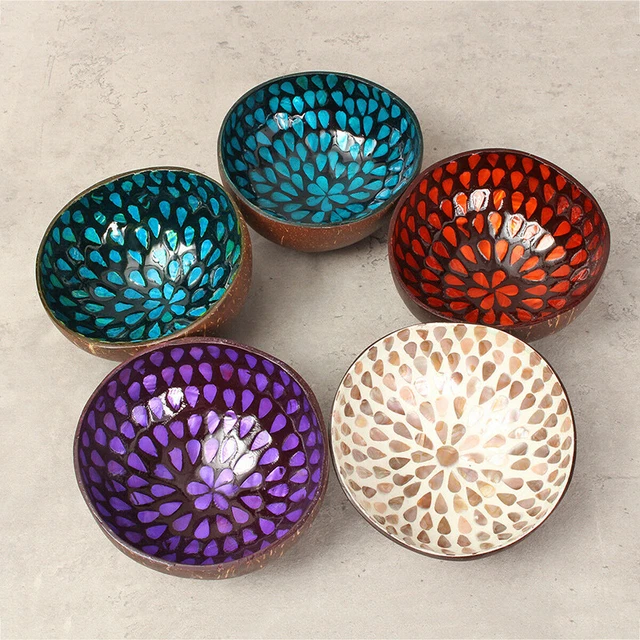 Neuf - Bol Déco Coco Mosaïque Coquillage Vert - Marron Et Vert - Jolipa