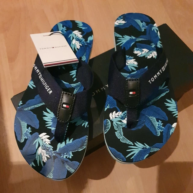 TOMMY HILFIGER Floral Flip Flops kids Beach UK 4 EUR 37 New + Box