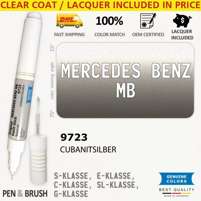 9723 Touch Up Paint for Mercedes Benz MB Silver S KLASSE E C SL G SLK A CLS CLK