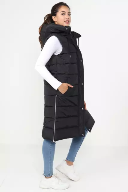 Ladies Girls Long Hooded Puffer Warm Padded Sleeveless Gilet  **SPECIAL OFFER** 2