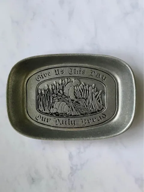 Wilton Armetale Pewter Tray Give Us This Day Our Daily Bread"